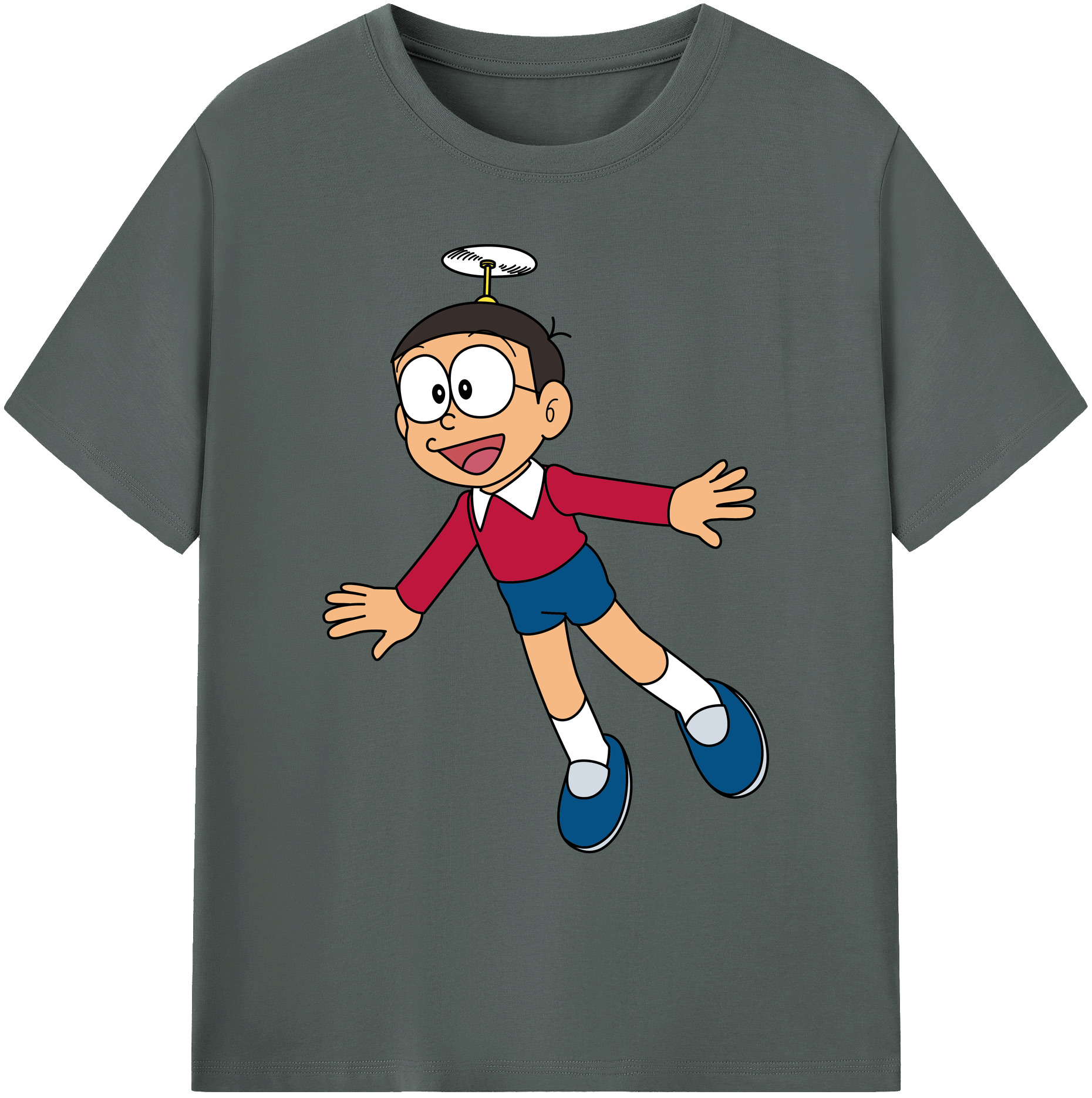 （画像用） ドラえもん 野比 のび太 Doraemon Nobita Nobi 綿100％ メンズ半袖Tシャツ｜肌触りやわらか＆通気性